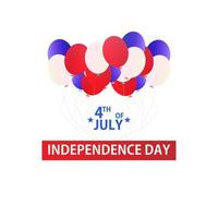 bannière du 4 juillet de la fête de l'indépendance des états-unis avec vecteur de ballons. illustration de carte de fête heureuse amérique
