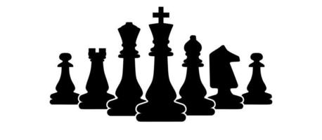 stratégie de loisirs d'art de conception de symbole d'échecs. concept de jeu de pictogrammes de sport vecteur de dés. figure roi, reine, fou, chevalier, tour, pion. ensemble de jeu d'illustration. icône de défi de fond d'éducation