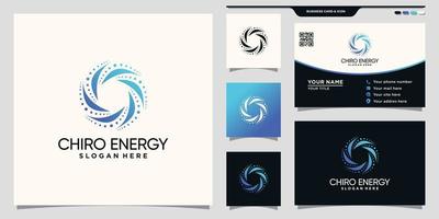 logo d'énergie chiro créatif avec concept unique et conception de carte de visite vecteur premium