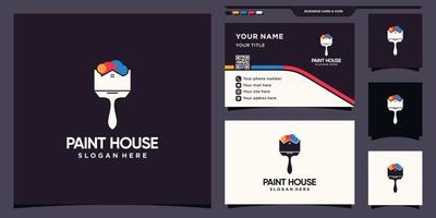 logo de maison de peinture avec concept créatif et conception de carte de visite vecteur premium