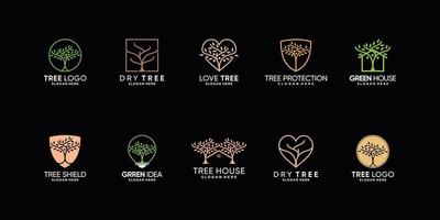 définir un ensemble d'inspiration de conception de logo d'arbre avec un vecteur premium de concept moderne créatif