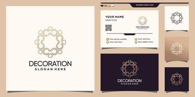 inspiration de logo de décoration élégante avec style d'art en ligne et conception de carte de visite vecteur premium