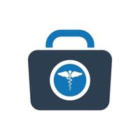 icône de premiers secours, icône de sac de médecin, icône de vecteur de soins de santé caducée