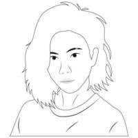 personnage de visage de femme pour la page de coloriage. illustration vectorielle vecteur