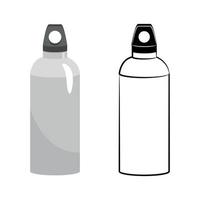 Couleur et contour bouteille d'eau réutilisable en aluminium isolé sur fond blanc