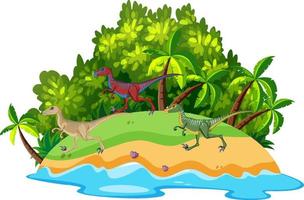 scène avec des dinosaures sur l'île vecteur