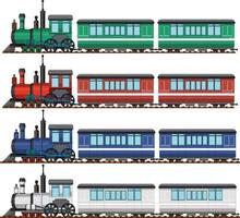 ensemble de différentes locomotives à vapeur vecteur