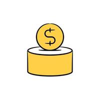 icône de boîte d'économie de dollars illustration de thème jaune vecteur