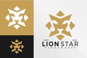 modèle d'illustration vectorielle de conception de logo d'étoile de lion d'or vecteur