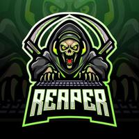conception de mascotte de logo esport gaming reaper vecteur