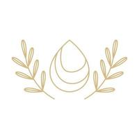 goutte d'huile d'olive en ligne avec création de logo de feuille, illustration d'icône de symbole graphique vectoriel idée créative