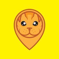 visage mignon chiot chien avec broche carte emplacement logo design, vecteur symbole graphique icône illustration idée créative