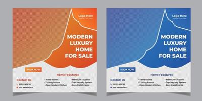 modèle de conception de bannière de publication de médias sociaux de maison d'entreprise d'entreprise immobilière vecteur