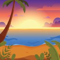 paysage de coucher de soleil sur la plage vecteur
