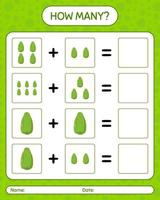 combien de jeu de comptage avec chayote. feuille de travail pour les enfants d'âge préscolaire, feuille d'activité pour enfants, feuille de travail imprimable vecteur