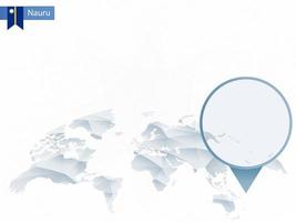 carte du monde arrondie abstraite avec carte détaillée de nauru épinglée. vecteur