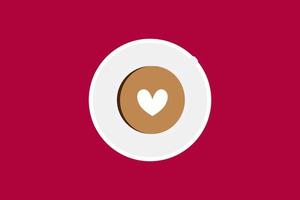 motif de coeur art café latte sur fond rouge. vecteur