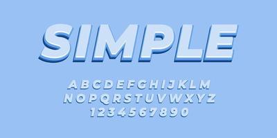 effet de police alphabet texte simple bleu avec couleur plate vecteur