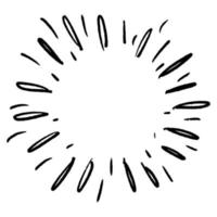 starburst, sunburst dessiné à la main. élément de design feux d'artifice rayons noirs. effet d'explosion comique. rayonnant, lignes radiales vecteur
