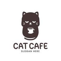 joli logo de chat avec une tasse de café vecteur