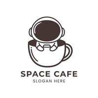 logo du café de l'espace avec un astronaute mignon vecteur