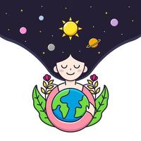 illustration de la terre mère heureuse et mignonne vecteur