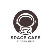 logo du café de l'espace avec un astronaute mignon vecteur