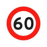 limite de vitesse 60 icône de trafic routier rond signe illustration vectorielle de style plat design.