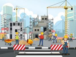 chantier de construction avec des ouvriers