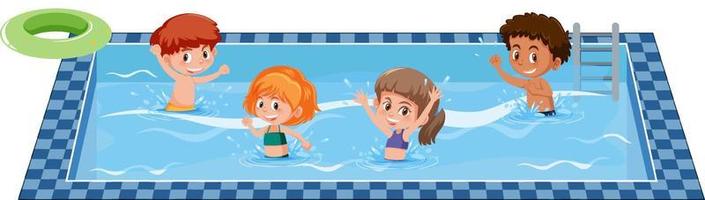 enfants heureux dans la piscine vecteur