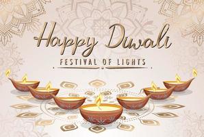 affiche du joyeux festival des lumières de diwali vecteur