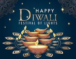 affiche du joyeux festival des lumières de diwali vecteur