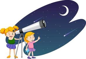 thème de l'astronomie avec des filles regardant les étoiles vecteur