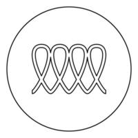 induction cuisson spirale électrique chaleur symbole type surfaces de cuisson signe ustensile destination panneau icône en cercle contour rond illustration vectorielle de couleur noire image de style plat vecteur