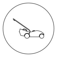 L'icône de la tondeuse à gazon en couleur noire cercle rond vecteur