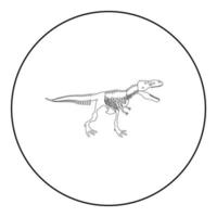Squelette de dinosaure t rex icône couleur noire en cercle rond vecteur