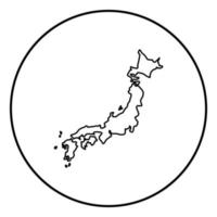 carte du japon icon noir couleur en cercle rond vecteur