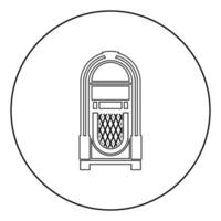 juke-box juke-box concept de musique rétro automatisé icône de périphérique de lecture vintage en cercle contour rond illustration vectorielle de couleur noire image de style plat vecteur