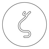 Zeta symbole grec petite lettre minuscule icône de police en cercle contour rond illustration vectorielle de couleur noire image de style plat vecteur