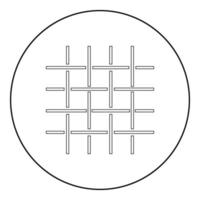 icône de textile de tissu de grille de fibres de tissu en cercle autour de l'illustration vectorielle de couleur noire image de style de contour solide vecteur