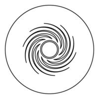 icône de portail vortex en forme de spirale de trou noir en cercle rond illustration vectorielle de couleur noire image de style de contour solide vecteur