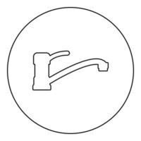 icône de robinet d'eau en cercle rond couleur noire illustration vectorielle image contour ligne de contour style mince vecteur