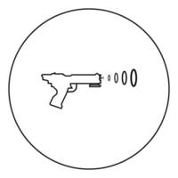 espace blaster jouet pour enfants pistolet futuriste pistolet spatial tir blaster vague icône en cercle contour rond illustration vectorielle de couleur noire image de style plat vecteur