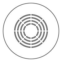 type de symbole de chauffage en céramique surfaces de cuisson signe icône de panneau de destination d'ustensile en cercle contour rond illustration vectorielle de couleur noire image de style plat vecteur