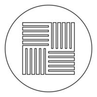 tuile carré forme parquet bois plancher matériel stratifié planche dalle panneau icône en cercle rond noir couleur illustration vectorielle image contour ligne mince style vecteur