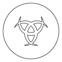 corne odin triple corne d'odin icône en cercle contour rond illustration vectorielle de couleur noire image de style plat vecteur