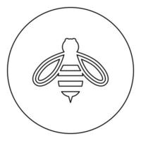 icône de miel d'abeille en cercle autour de l'image d'illustration vectorielle de couleur noire contour style fin de ligne de contour vecteur