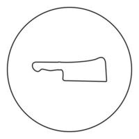 Couteau à viande couperet icône de cuisine en cercle autour de l'image d'illustration vectorielle de couleur noire contour style fin de ligne de contour vecteur