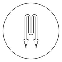 icône d'élément chauffant électrique thermique en cercle contour rond illustration vectorielle de couleur noire image de style plat vecteur