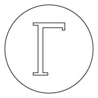 symbole grec gamma majuscule icône de police majuscule en cercle contour rond illustration vectorielle de couleur noire image de style plat vecteur